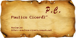 Paulics Ciceró névjegykártya